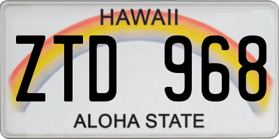 HI license plate ZTD968