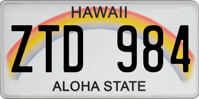 HI license plate ZTD984
