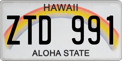 HI license plate ZTD991