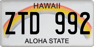 HI license plate ZTD992
