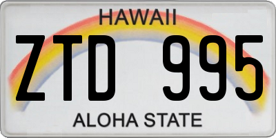 HI license plate ZTD995