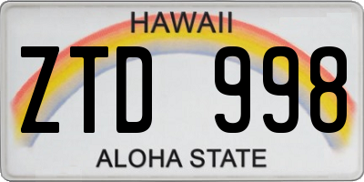 HI license plate ZTD998