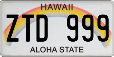 HI license plate ZTD999