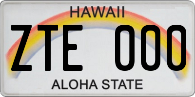 HI license plate ZTE000