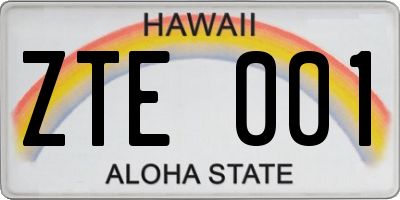 HI license plate ZTE001