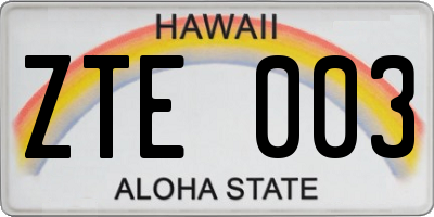HI license plate ZTE003