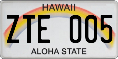 HI license plate ZTE005