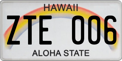 HI license plate ZTE006