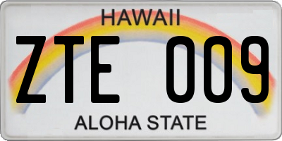 HI license plate ZTE009