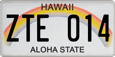 HI license plate ZTE014