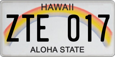 HI license plate ZTE017