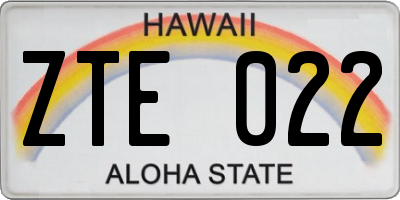 HI license plate ZTE022