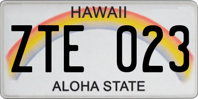 HI license plate ZTE023