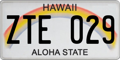 HI license plate ZTE029