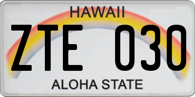 HI license plate ZTE030