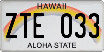 HI license plate ZTE033
