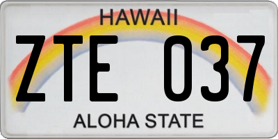 HI license plate ZTE037