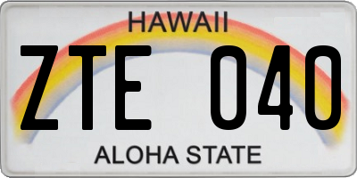 HI license plate ZTE040