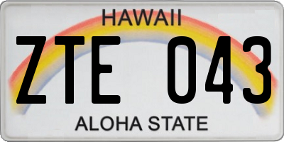 HI license plate ZTE043