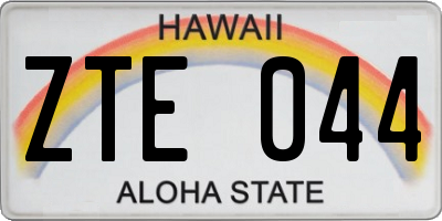 HI license plate ZTE044