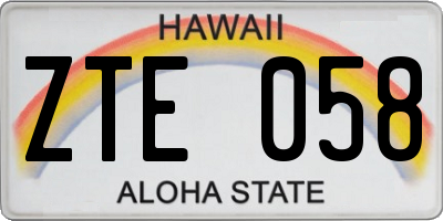 HI license plate ZTE058