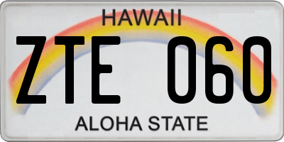 HI license plate ZTE060