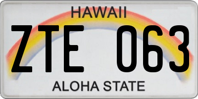 HI license plate ZTE063