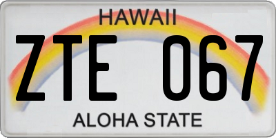 HI license plate ZTE067