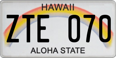 HI license plate ZTE070