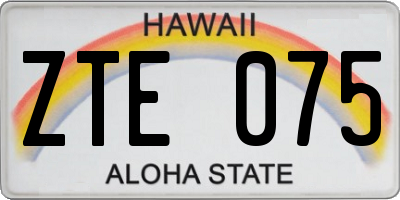 HI license plate ZTE075