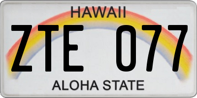 HI license plate ZTE077