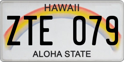 HI license plate ZTE079