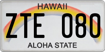 HI license plate ZTE080