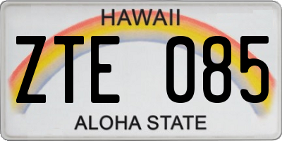 HI license plate ZTE085