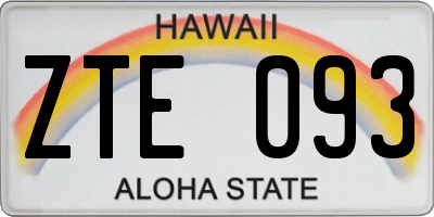 HI license plate ZTE093