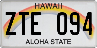HI license plate ZTE094