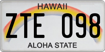 HI license plate ZTE098