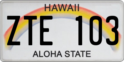 HI license plate ZTE103