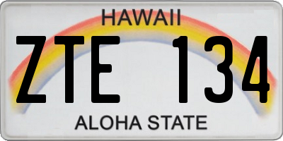 HI license plate ZTE134