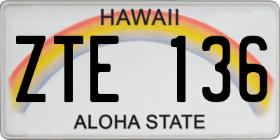 HI license plate ZTE136
