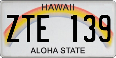 HI license plate ZTE139