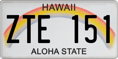 HI license plate ZTE151
