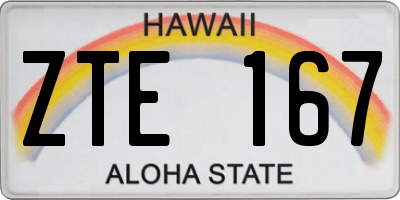 HI license plate ZTE167