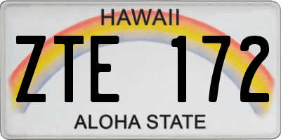 HI license plate ZTE172