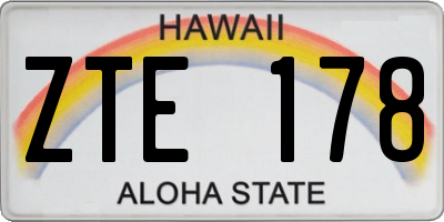 HI license plate ZTE178