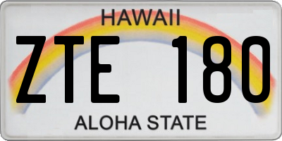 HI license plate ZTE180