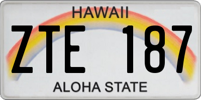 HI license plate ZTE187