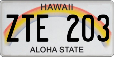 HI license plate ZTE203
