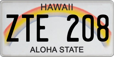 HI license plate ZTE208