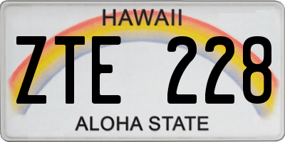HI license plate ZTE228